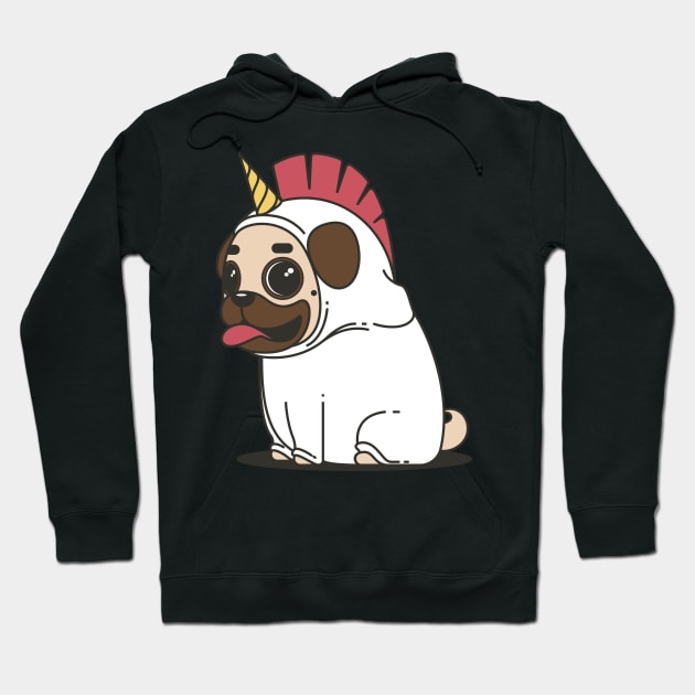 The cute Unicorn-Pug Hoodie by SPAZE